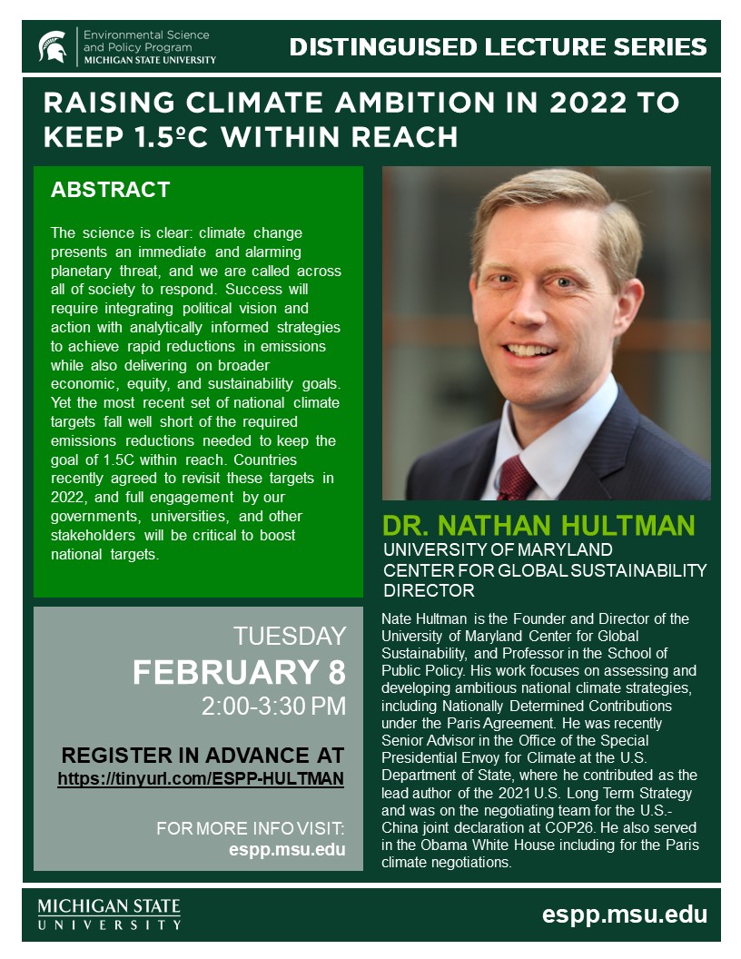 ESPP Distinguished Lecture Series Flyer for Dr. Nathan Hultman