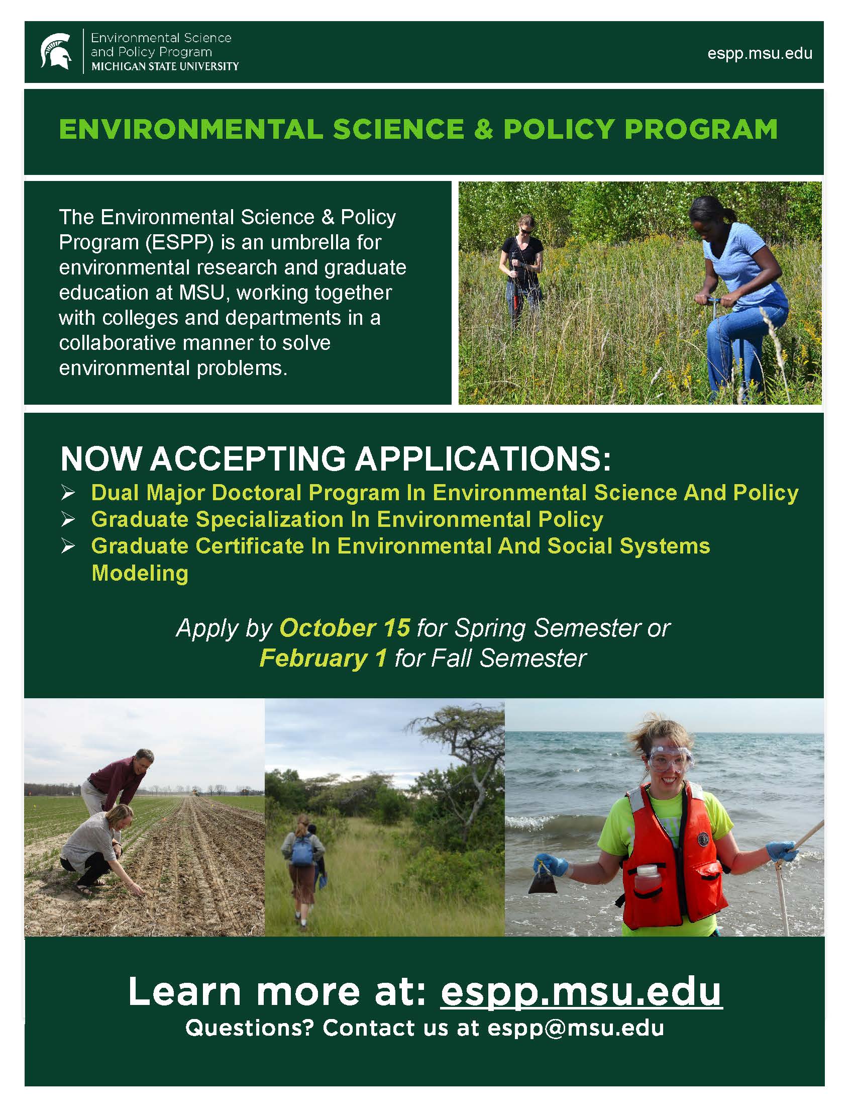 ESPP now accepting applications for the 2022 Spring Semester. Deadline October 15, 2021