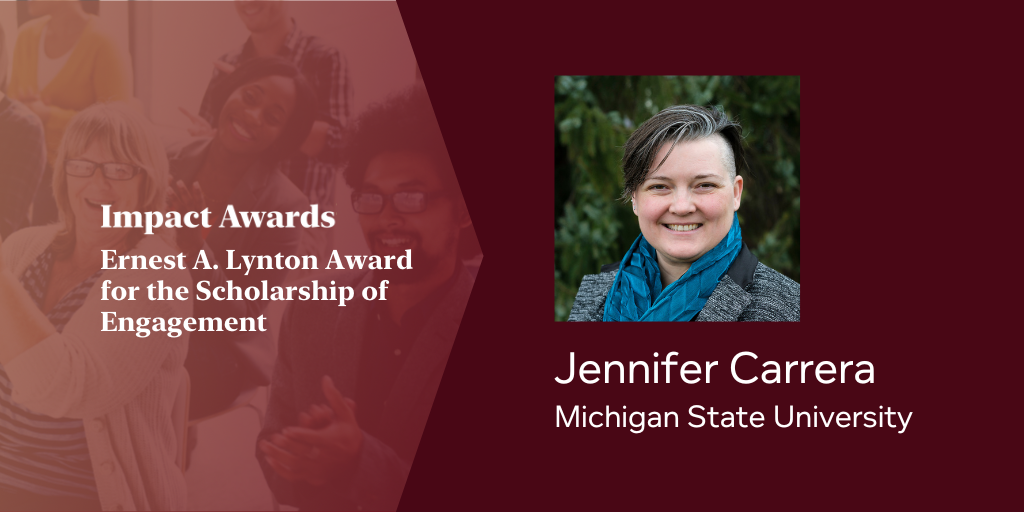 Jennifer Carrera earns Ernest A. Lynton Award for the Scholarship of Engagement